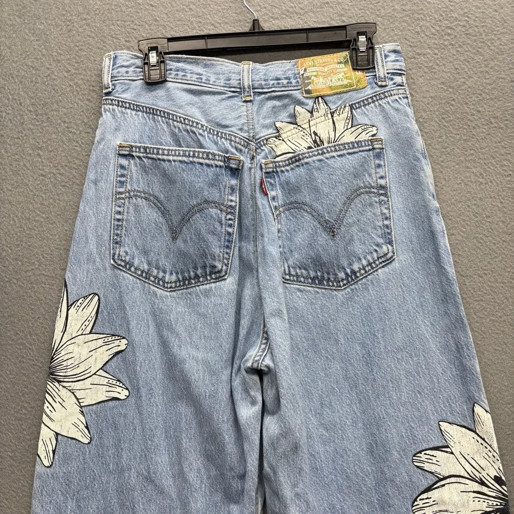 Levi's X FARM Rio High Rise Loose Jeans Women's 30x29 Blue Floral Tropical - Picture 11 of 13